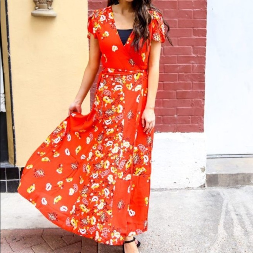 NWT Free People floral maxi wrap dress